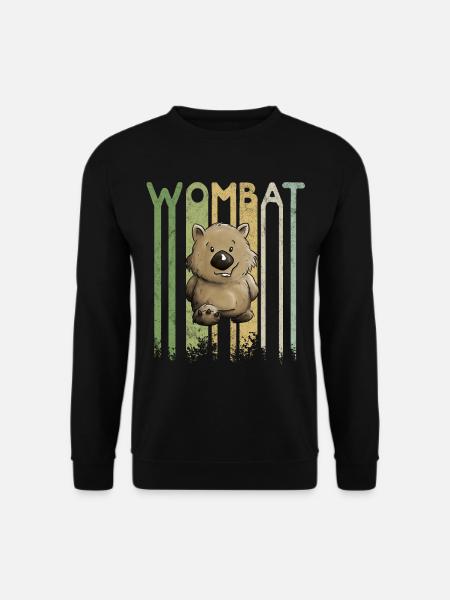 Funky Retro Wombat Schriftzug Cartoon Beuteltier - Unisex Pullover - Schwarz