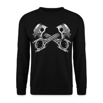 Crossed engine pistons - Unisex Sweatshirt - black - Front - Alina (178cm) & Michal (187cm)
