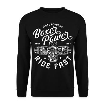 BoxerMotor Series Motorcycle Chopper Biker Gift - Unisex Sweatshirt - black - Front - Alina (178cm) & Michal (187cm)