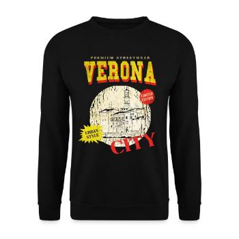 Verona Italy City Skyline Vintage Retro - Unisex Sweatshirt - black - Front - Alina (178cm) & Michal (187cm)