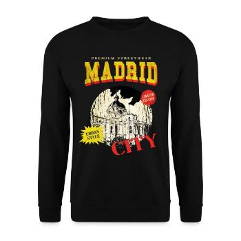 Madrid Espagne City Skyline Vintage Rétro - Sweat-shirt Unisexe - noir - Devant - Alina (178cm) & Michal (187cm)