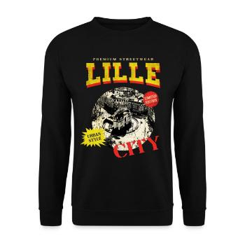 Lille France City Skyline Vintage Rétro - Sweat-shirt Unisexe - noir - Devant - Alina (178cm) & Michal (187cm)