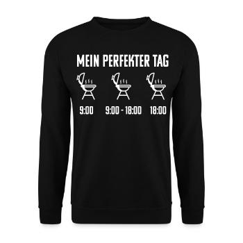 Grillen Grillsaison Perfekter Tag - Unisex Pullover - Schwarz - Vorne - Alina (178cm) & Michal (187cm)