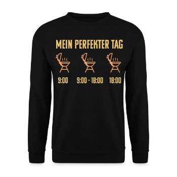 Grill Grillsaison Perfekter Tag Geschenkidee - Unisex Pullover - Schwarz - Vorne - Alina (178cm) & Michal (187cm)