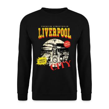 Liverpool Angleterre UK City Skyline Vintage Rétro - Sweat-shirt Unisexe - noir - Devant - Alina (178cm) & Michal (187cm)