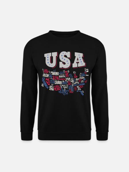 USA Map U.S. states America - Unisex Sweatshirt - black
