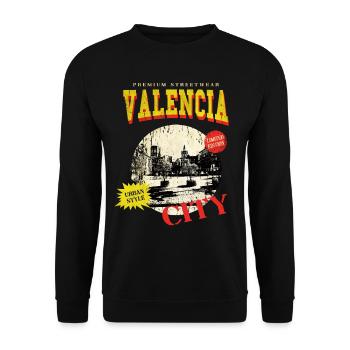 Valencia Spain City Skyline Vintage Retro - Unisex Sweatshirt - black - Front - Alina (178cm) & Michal (187cm)