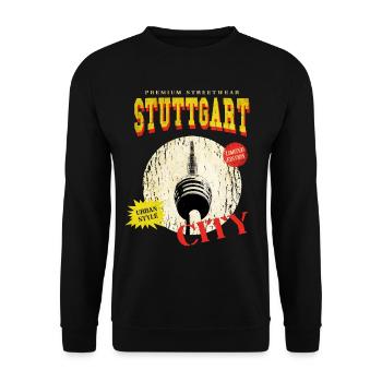 Stuttgart Germany City Skyline Vintage Retro - Unisex Sweatshirt - black - Front - Alina (178cm) & Michal (187cm)