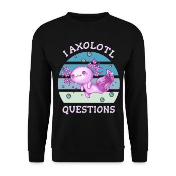 I axolotl questions - Unisex Pullover - Schwarz - Vorne - Alina (178cm) & Michal (187cm)