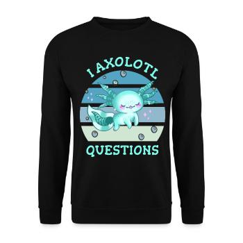 I axolotl questions - Unisex Pullover - Schwarz - Vorne - Alina (178cm) & Michal (187cm)