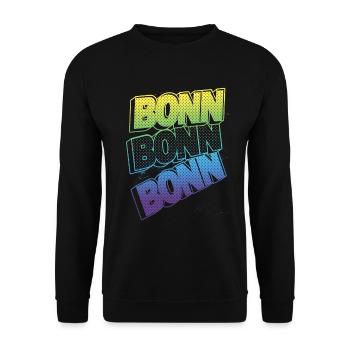 Bonn Deutschland Stadt Schrift Skyline Heimat - Unisex Pullover - Schwarz - Vorne - Alina (178cm) & Michal (187cm)