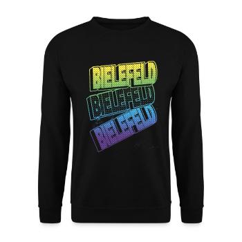 Bielefeld Deutschland Stadt Schrift Skyline Heimat - Unisex Pullover - Schwarz - Vorne - Alina (178cm) & Michal (187cm)