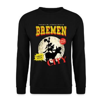 Bremen Germany City Skyline Vintage Retro - Unisex Sweatshirt - black - Front - Alina (178cm) & Michal (187cm)