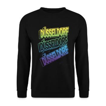 Düsseldorf Deutschland Stadt Schrift Skyline - Unisex Pullover - Schwarz - Vorne - Alina (178cm) & Michal (187cm)