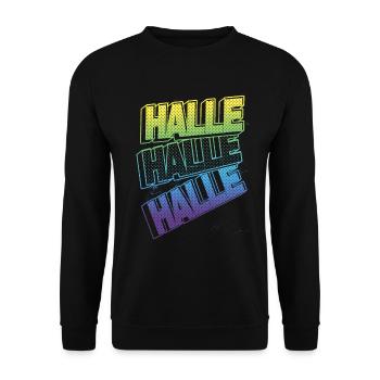 Hall Germany City Font Skyline Home - Unisex Sweatshirt - black - Front - Alina (178cm) & Michal (187cm)