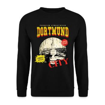 Dortmund Allemagne City Skyline Vintage Rétro - Sweat-shirt Unisexe - noir - Devant - Alina (178cm) & Michal (187cm)