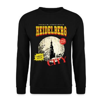 Heidelberg Deutschland Stadt Skyline Vintage Retro - Unisex Pullover - Schwarz - Vorne - Alina (178cm) & Michal (187cm)