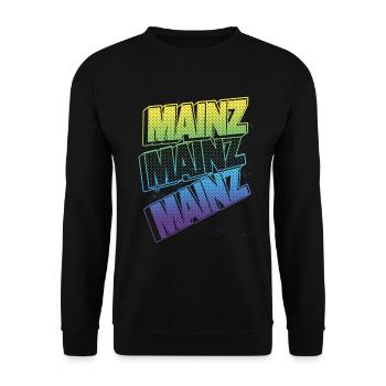 Mainz Deutschland Stadt Schrift Skyline Heimat - Unisex Pullover - Schwarz - Vorne - Alina (178cm) & Michal (187cm)