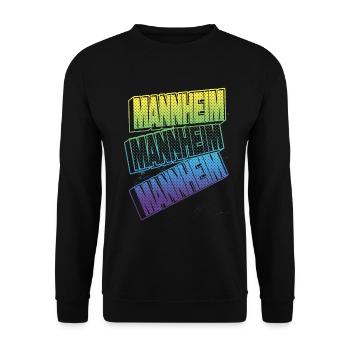 Mannheim Deutschland Stadt Schrift Skyline Heimat - Unisex Pullover - Schwarz - Vorne - Alina (178cm) & Michal (187cm)