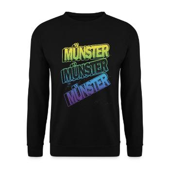 Münster Deutschland Stadt Schrift Skyline Heimat - Unisex Pullover - Schwarz - Vorne - Alina (178cm) & Michal (187cm)