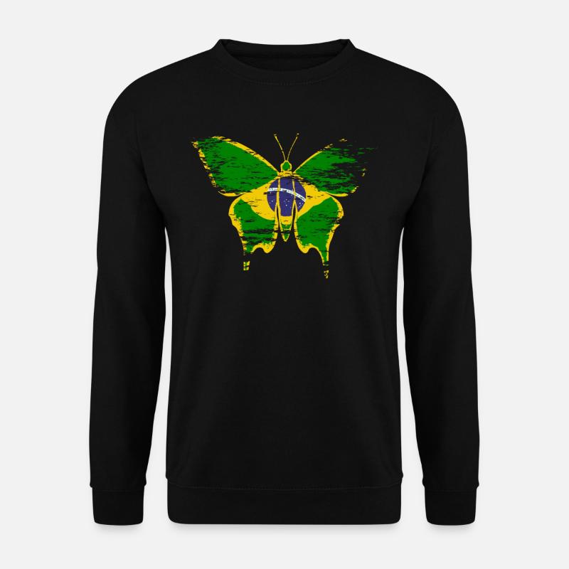 Drapeau du Brésil papillon utilisé - Sweat-shirt Unisexe - noir
