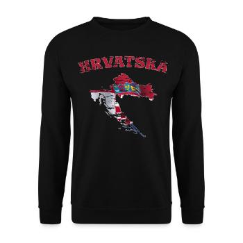 Croatia Flag Map used - Unisex Sweatshirt - black - Front - Alina (178cm) & Michal (187cm)