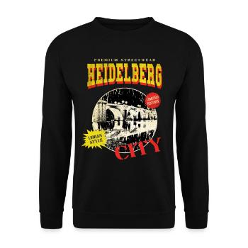 Heidelberg Deutschland Stadt Skyline Vintage Retro - Unisex Pullover - Schwarz - Vorne - Alina (178cm) & Michal (187cm)