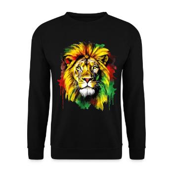 Lion Jamaïque Couleurs Reggae Rasta Rastafari Animal - Sweat-shirt Unisexe - noir - Devant - Alina (178cm) & Michal (187cm)