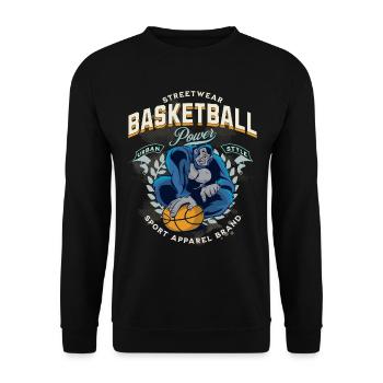 Basketball Gorilla Basketballspieler Vintage Retro - Unisex Pullover - Schwarz - Vorne - Alina (178cm) & Michal (187cm)