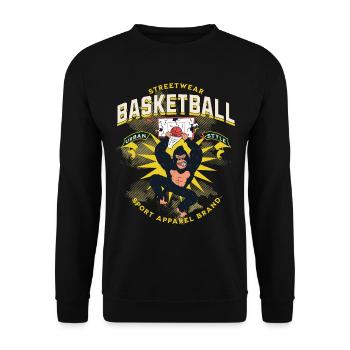 Basketball Gorilla Basketballspieler Vintage Retro - Unisex Pullover - Schwarz - Vorne - Alina (178cm) & Michal (187cm)