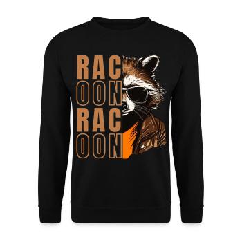 Waschbär mit Sonnenbrille - Unisex Pullover - Schwarz - Vorne - Alina (178cm) & Michal (187cm)