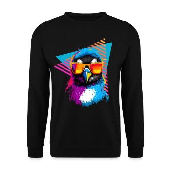 Penguin with sunglasses 80s style - Unisex Sweatshirt - black - Front - Alina (178cm) & Michal (187cm)