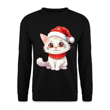 Cat Christmas Christmas Cat Cute Merry Catmas - Unisex Sweatshirt - black - Front - Alina (178cm) & Michal (187cm)
