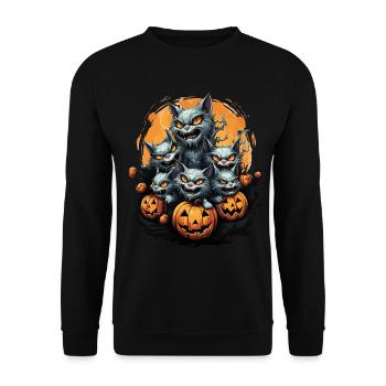 Halloween Cats Pumpkin Costume Spooky Horror - Unisex Sweatshirt - black - Front - Alina (178cm) & Michal (187cm)