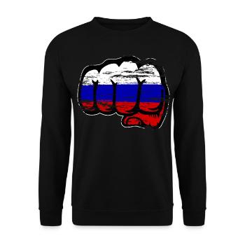 Russland Flagge Hand Faust used - Unisex Pullover - Schwarz - Vorne - Alina (178cm) & Michal (187cm)