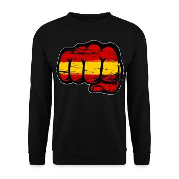 Spain Flag Hand Fist Used - Unisex Sweatshirt - black - Front - Alina (178cm) & Michal (187cm)
