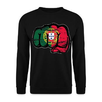 Drapeau du Portugal Poing à main utilisé - Sweat-shirt Unisexe - noir - Devant - Alina (178cm) & Michal (187cm)