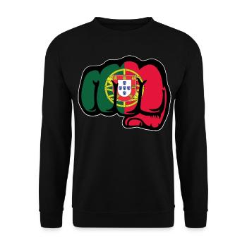 Drapeau du Portugal main poing - Sweat-shirt Unisexe - noir - Devant - Alina (178cm) & Michal (187cm)