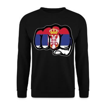 Serbia Flag Fist Symbol - Unisex Sweatshirt - black - Front - Alina (178cm) & Michal (187cm)