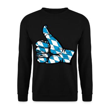 Bayern Flagge alles in Ordnung Symbol used - Unisex Pullover - Schwarz - Vorne - Alina (178cm) & Michal (187cm)