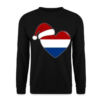 Drapeau de Hollande coeur de Noël - Sweat-shirt Unisexe - noir - Devant - Alina (178cm) & Michal (187cm)