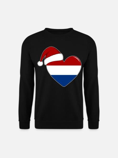 Holland Flagge Weihnachten Herz - Unisex Pullover - Schwarz