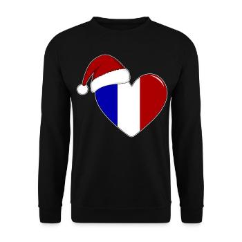 Drapeau de la France Coeur de Noël - Sweat-shirt Unisexe - noir - Devant - Alina (178cm) & Michal (187cm)