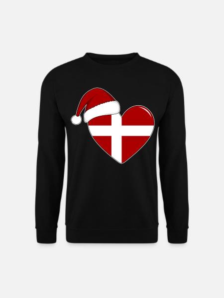 Denmark flag Christmas heart - Unisex Sweatshirt - black