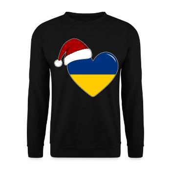 Ukraine Flag Christmas Heart - Unisex Sweatshirt - black - Front - Alina (178cm) & Michal (187cm)