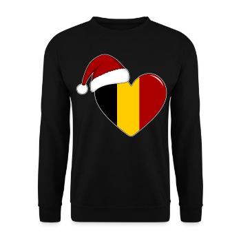 Belgien Flagge Weihnachten Herz - Unisex Pullover - Schwarz - Vorne - Alina (178cm) & Michal (187cm)