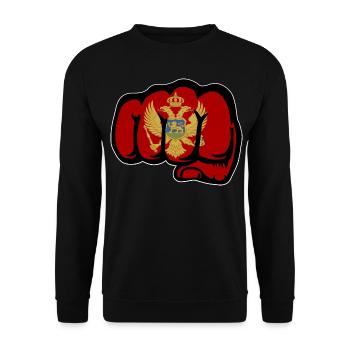 Montenegro Flagge Faust - Unisex Pullover - Schwarz - Vorne - Alina (178cm) & Michal (187cm)