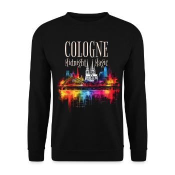Cologne, Cathédrale De Cologne, Allemagne, Ville, Horizon, Nuit - Sweat-shirt Unisexe - noir - Devant - Alina (178cm) & Michal (187cm)