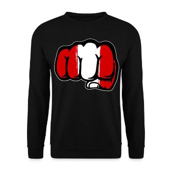 Peru Flag Fist Hand - Unisex Sweatshirt - black - Front - Alina (178cm) & Michal (187cm)
