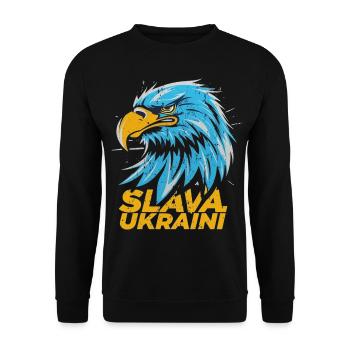 Patriotic Eagle Slava Ukraini - Unisex Sweatshirt - black - Front - Alina (178cm) & Michal (187cm)